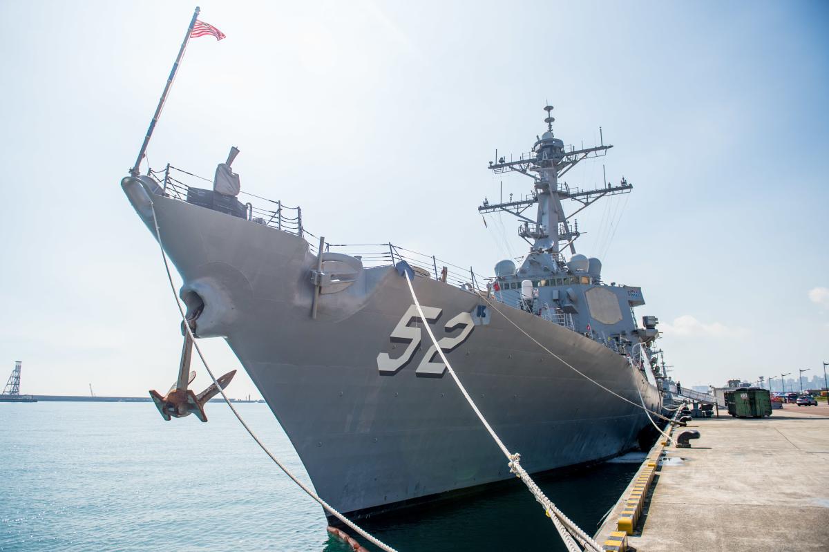 The forward-deployed Arleigh Burke-class guided-missile destroyer USS Barry (DDG 52) is moored pier side at the Republic of Korea (ROK) Fleet base in Busan for a scheduled port visit.