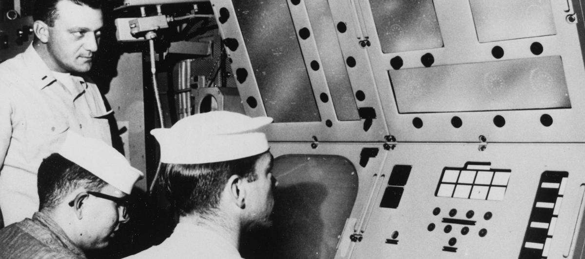 The antisubmarine rocket (ASRoc) fire-control system was the first shipboard installation of a digital computer. The picture’s release date in June 1960 suggests it may have been taken on board the USS Norfolk (DL-1), which was evaluating ASRoc at the time.