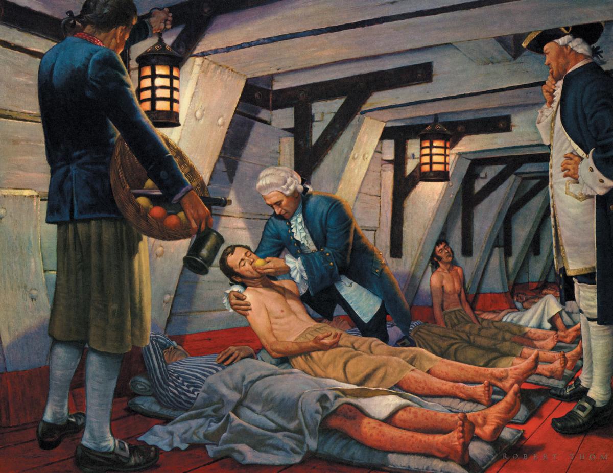 Scurvy, a disease caused by a lack of dietary ascorbic acid (vitamin C), debilitated sailors after just a few months at sea without fresh provisions. Citrus juice was discovered to cure the disease long before vitamin C was identified as the essential nutrient in the fruit.