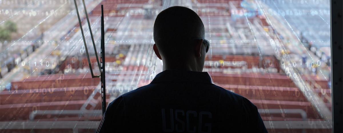Coast Guard inspector observes a drill in Port Everglades, Florida