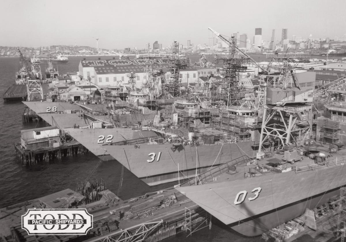 Todd Pacific Shipyards Corporation, based in Seattle, Washington, built more than 130 ships from 1917 to 1989, including the USS Stark (FFG-31), Fahrion (FFG-22), and Boone (FFG-28). Shipbuilding has its own unique terminology, from decks to stanchions  to screw guards.