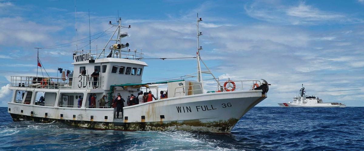 Crewmembers from the USCGC Stratton (WMSL-752) 