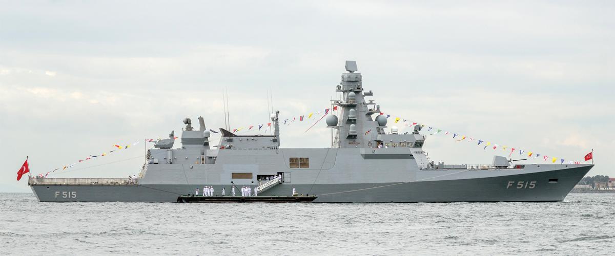 The frigate Istanbul, pictured on Turkish Armed Forces Day on 30 August 2024.