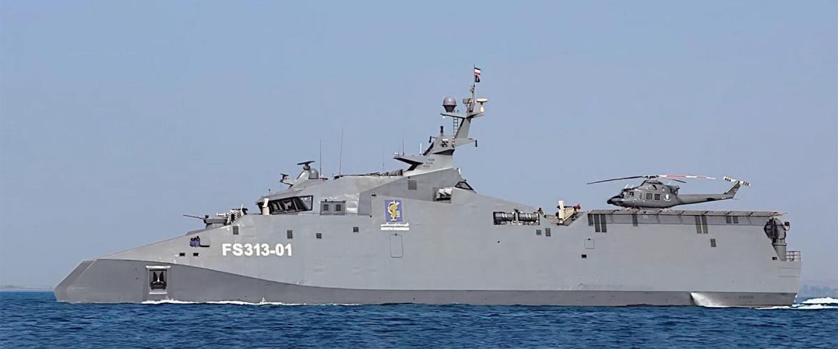 The Shahid Soleimani with a helicopter on the flight deck.