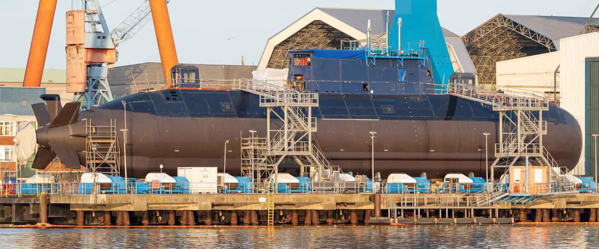 The final Dolphin II–class submarine, the Drakon, pictured here in August 2023, features an elongated sail, potentially containing a vertical launch system.