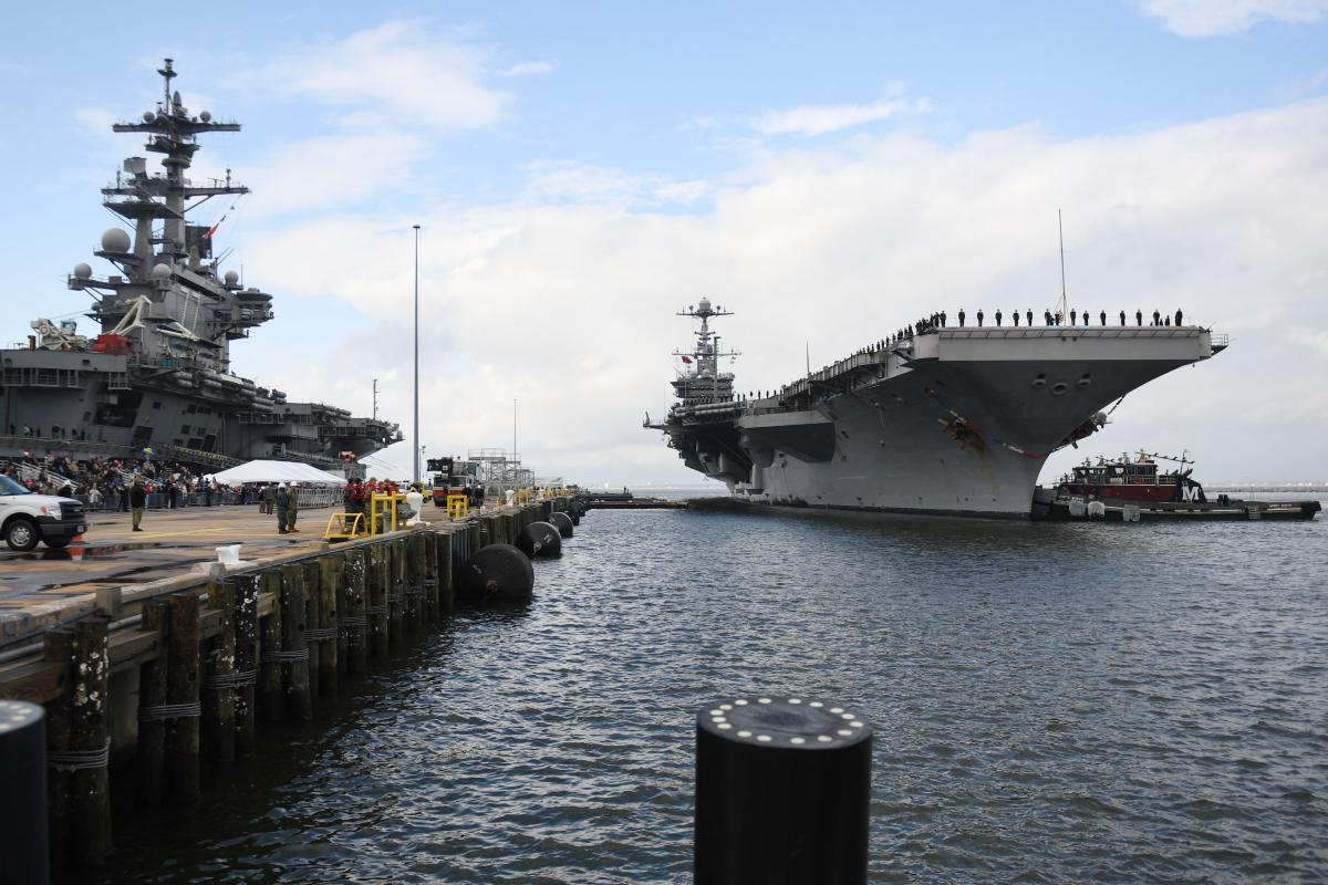 USS Harry S. Truman returns to Naval Station Norfolk in December 2018. 