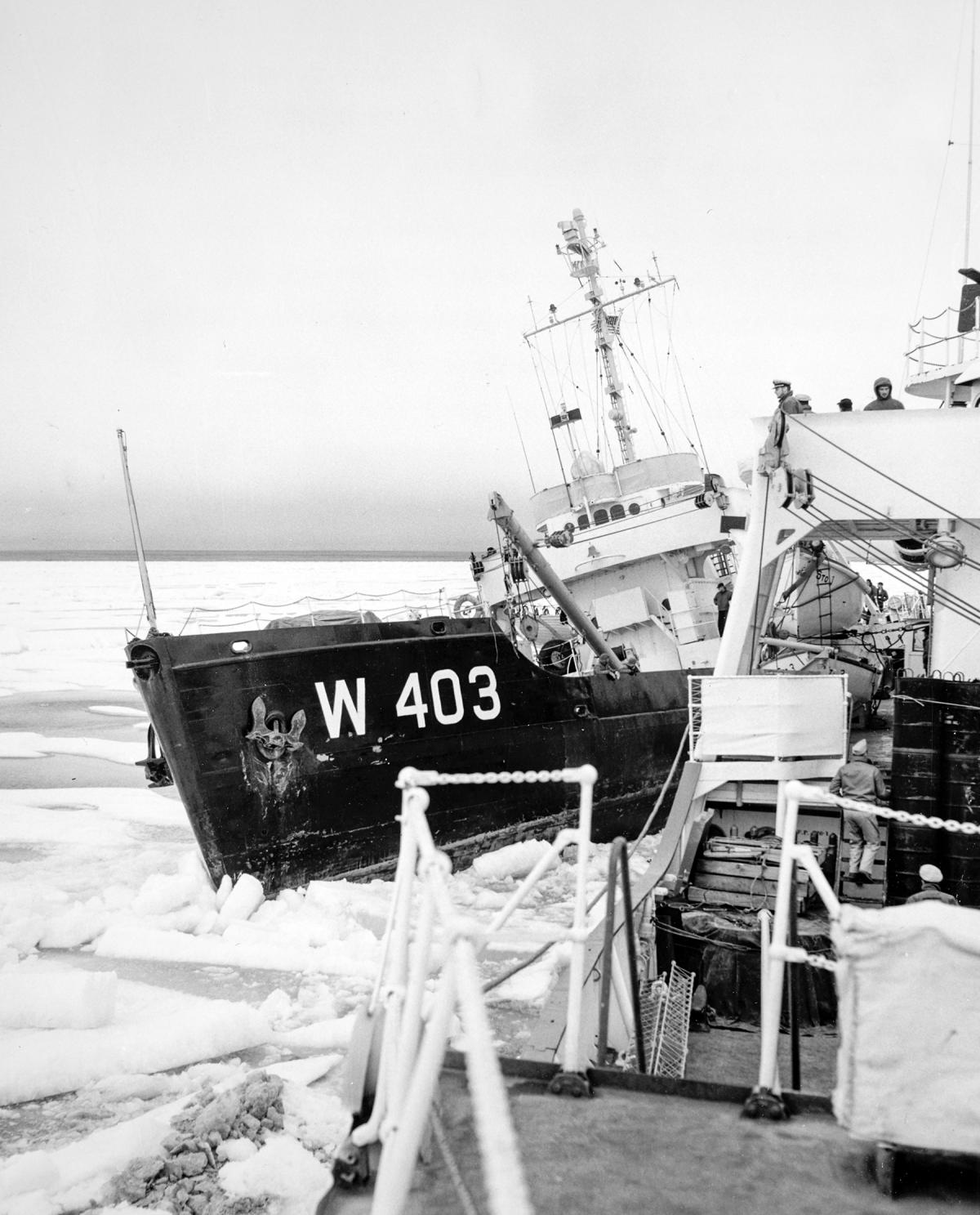 USCGC Spar crashing into the hull of the USCGC Storis