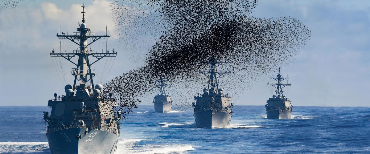 Ships from Destroyer Squadron 23 transit the Pacific Ocean 