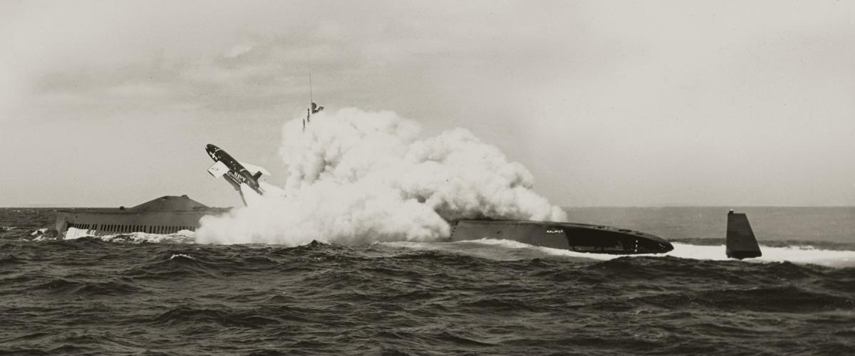 A Regulus missile being fired from the USS Halibut (SSGN-587). Until the advent of the Polaris missile, Regulus was the Navy’s primary at-sea contribution to strategic nuclear deterrence.