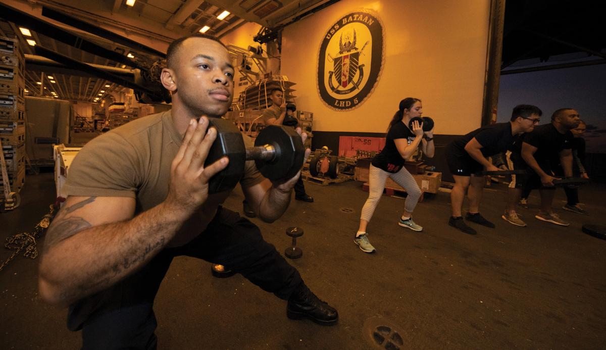 Sailors exercising