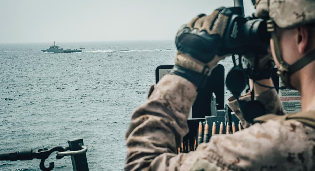 Marines observe IRGCN craft in the Strait of Hormuz