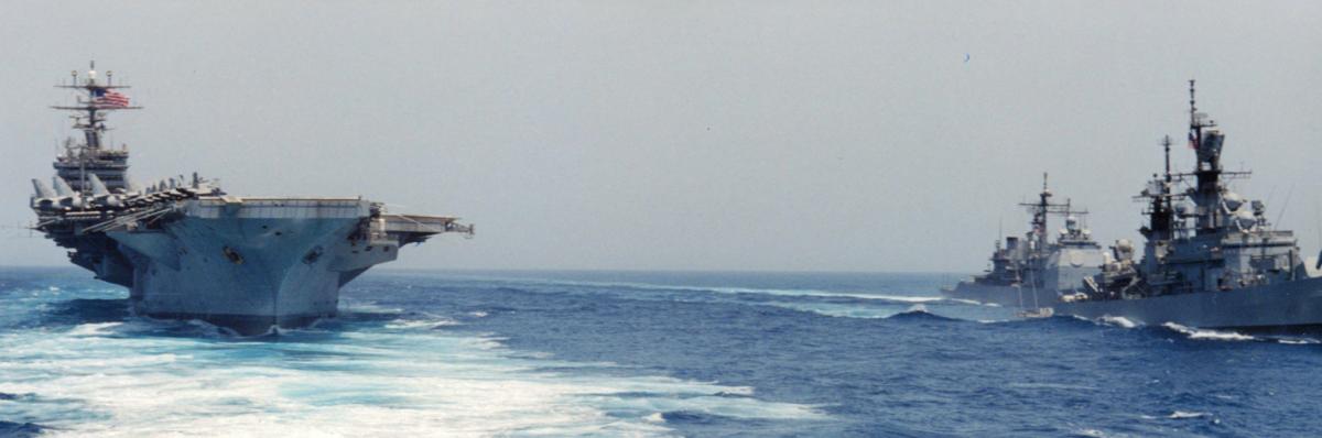 USS Nimitz (CVN-68) during battle group exercises, July, 1993.