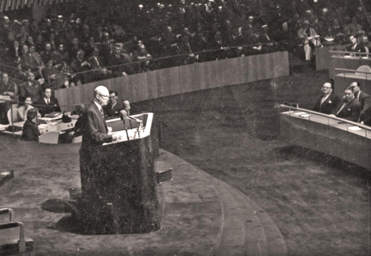 President Eisenhower addresses the United Nations in 1953