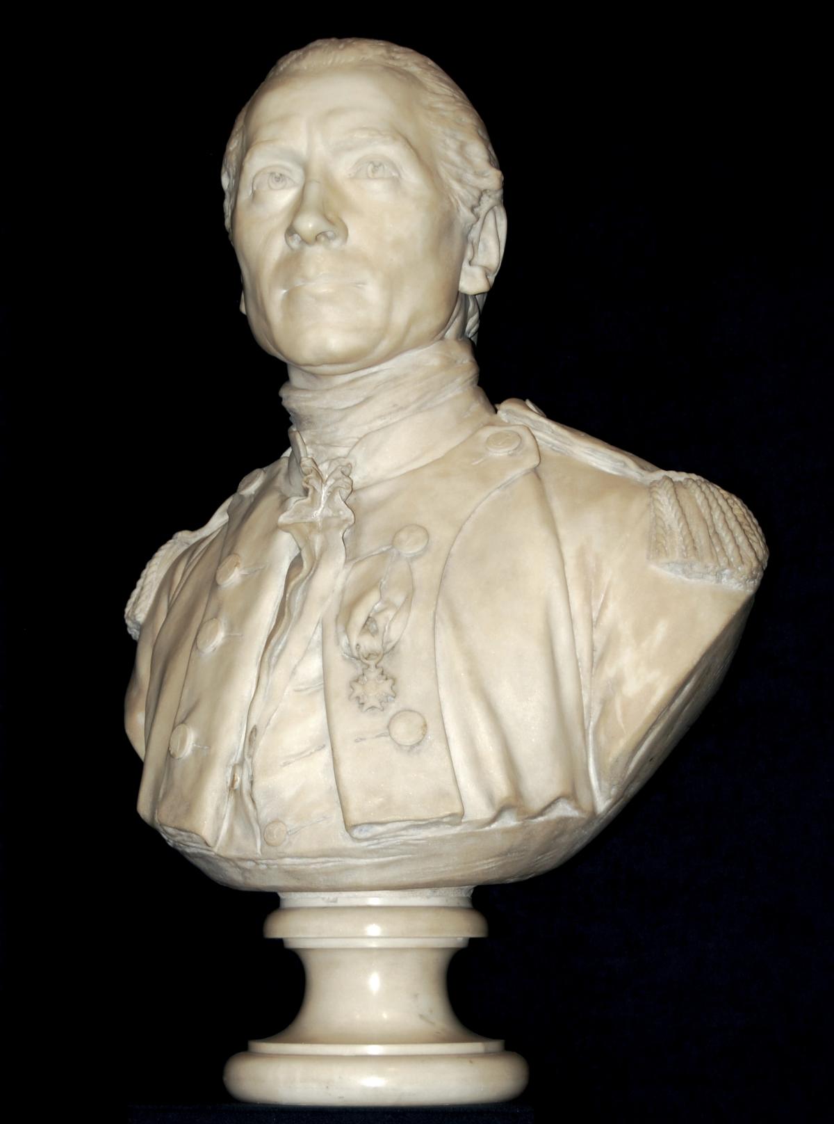 Carved marble bust of John Paul Jones