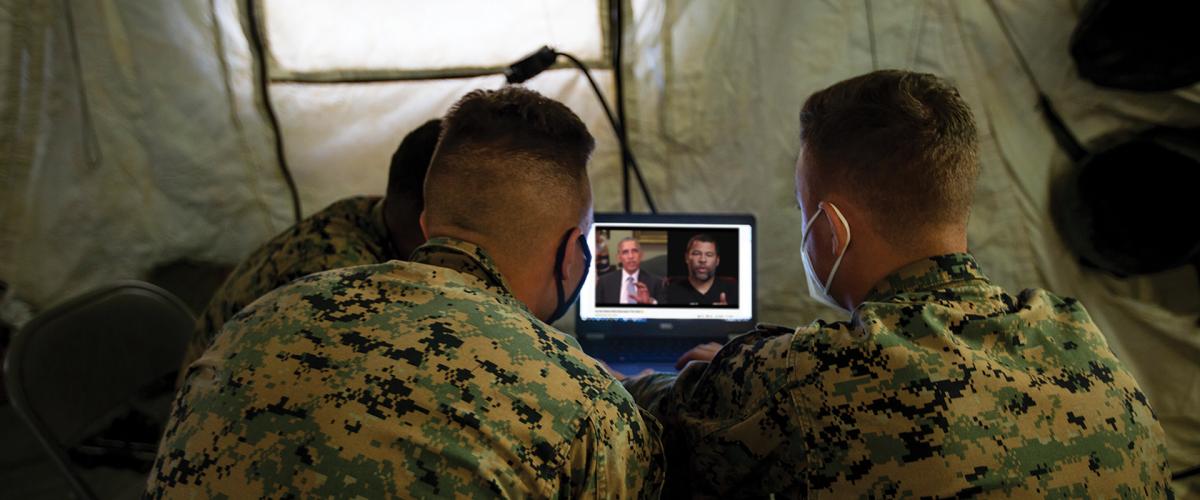 Marines viewing deepfake video