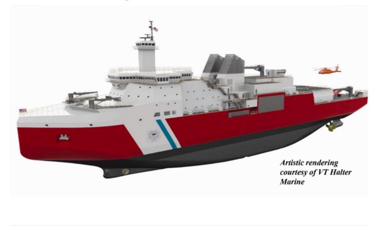 An artistic rendering of the Coast Guard polar security cutter. 