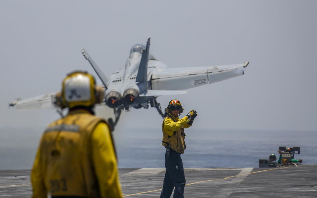 F/A-18 Super Hornet takes off from the deck of the USS Abraham Lincoln