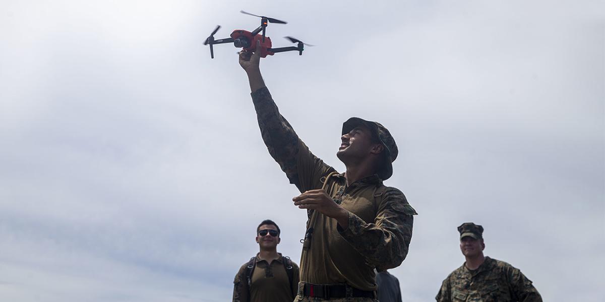 Marines with Task Force Koa Moana, I Marine Expeditionary Force, handle a drone for an environmental survey. The United States should consider how Replicator fits into allied str