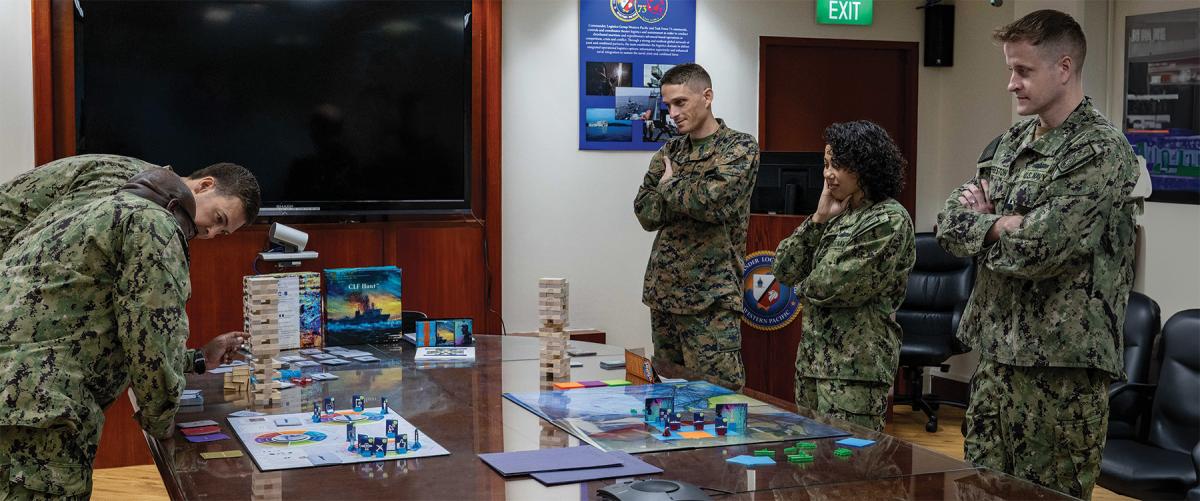 Sailors play an information warfare wargame centered on logistics and sustainment in the Indo-Pacific. The pilot wargame was led by the Center for Naval Analyses.