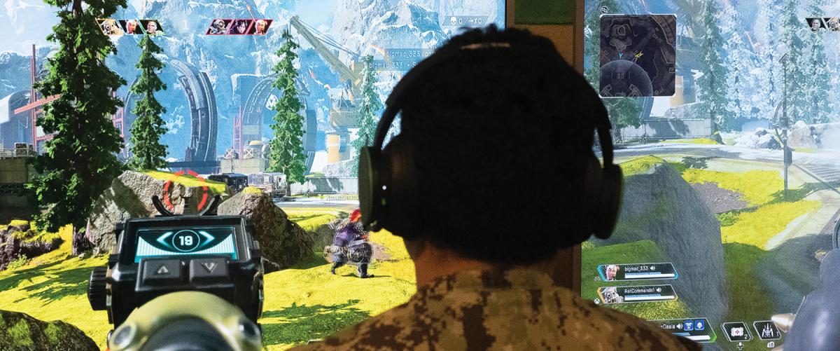 Sailors participate in an Apex Legends competition