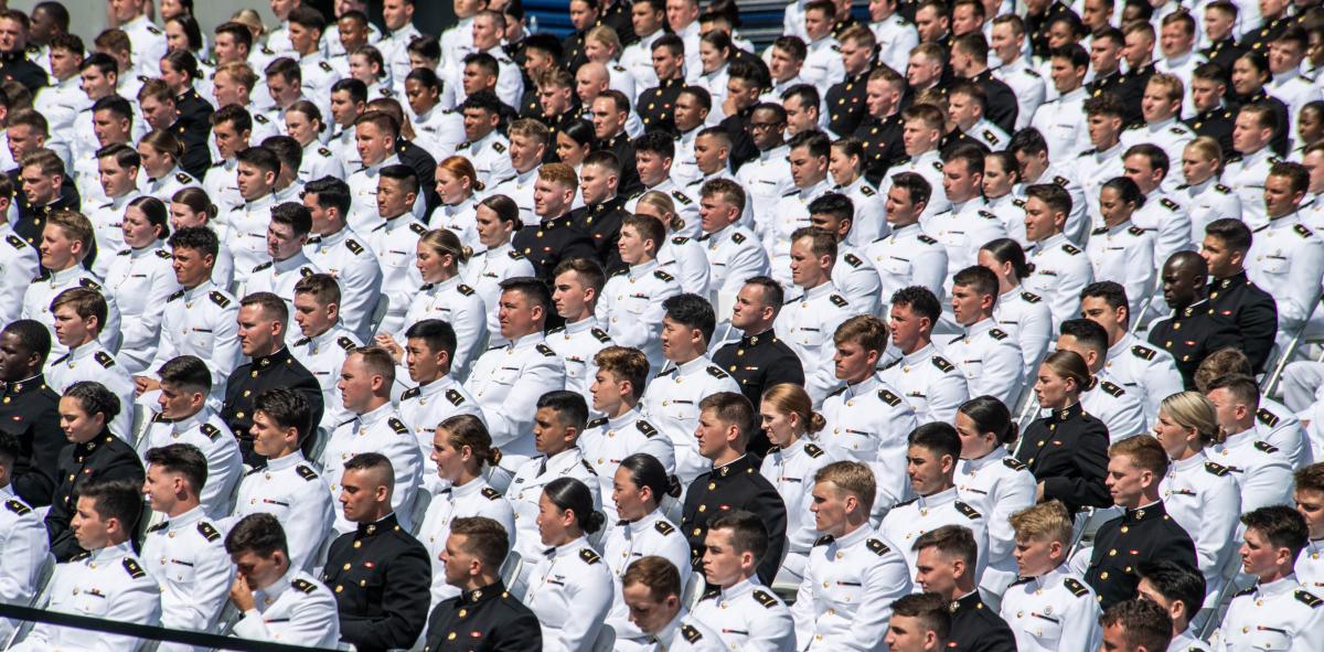 he U.S. Naval Academy’s class of 2023 midshipmen give the oath of office during their graduation and commissioning ceremony.