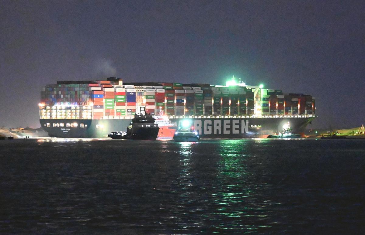 The M/V Ever Given grounded in the Suez Canal