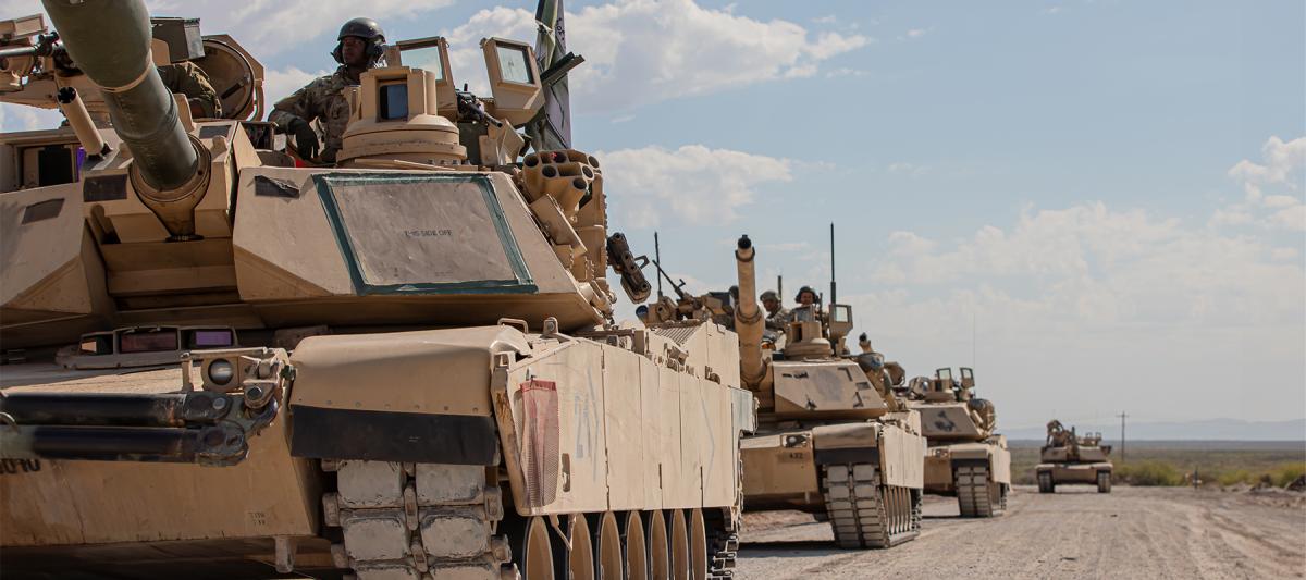 U.S. Amy M1A2 SEPv2 Abrams crews training at Table VI Tank Gunnery at McGregor Range, New Mexico. 