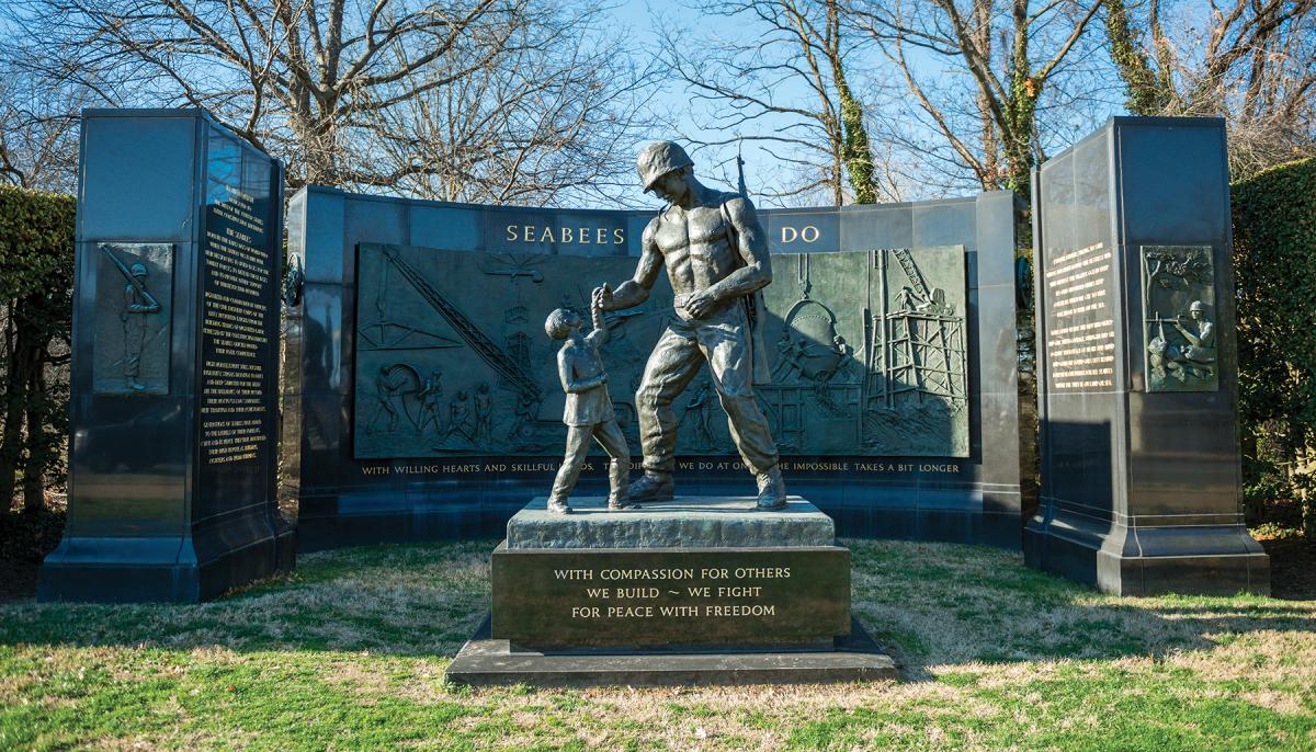 A monument to the U.S. Navy Seabees