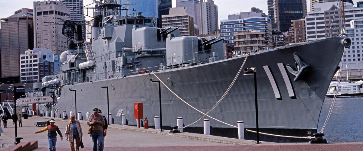 HMS Vampire is permanently moored at, and is a part of, the Australian National Maritime Museum.