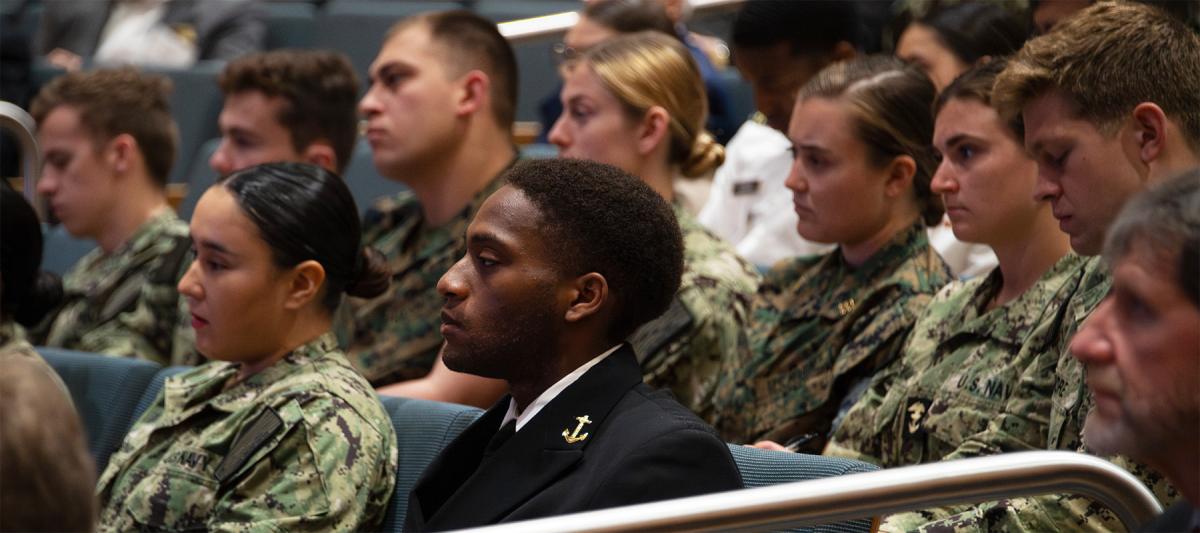 Midshipmen at the U.S. Naval Academy Stockdale Center for Ethical Leadership at the U.S. Naval Institute’s Jack C. Taylor Conference Center in April 2024. It is time to reassess the Naval Academy’s educational program to better support its graduates.