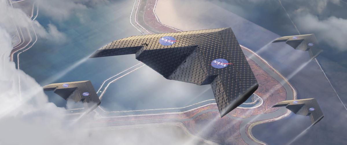 A rendering of a concept that uses MIT and NASA's new wing design
