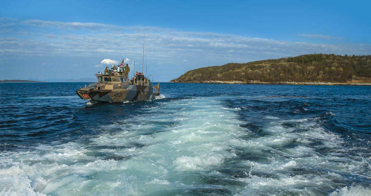Small boats, such as the CB90 combat boat built by Dockstavarvet in Sweden, do not have the carrying capacity of larger ships, but their high speed allows them to link fleet logistics ships parked safely outside the weapons engagement zone with stand-in forces.