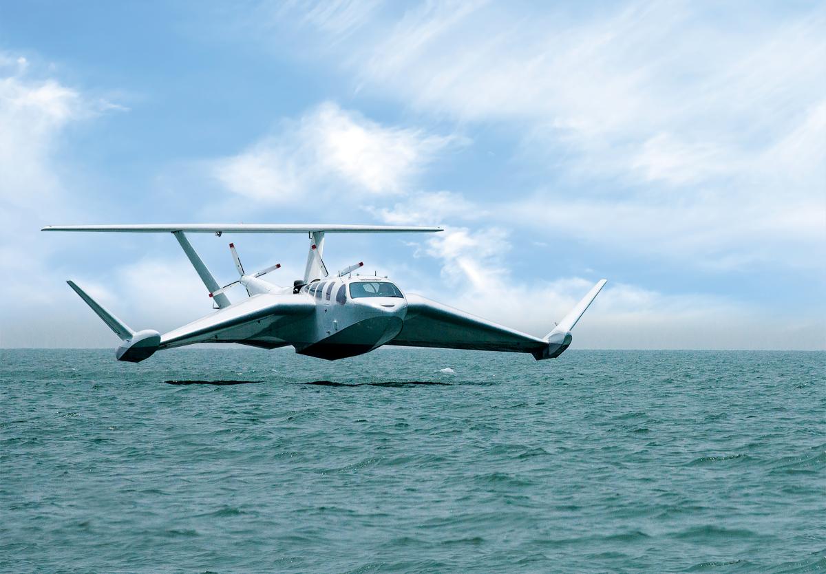 Though small, the ten-seat Wigetworks Airfish 8 wing-in-ground-effect aircraft demonstrates the commercial viability of the technology. The craft’s “reverse-delta” wingform creates a body of “stagnation air” underneath that helps it fly efficiently when close to the surface.