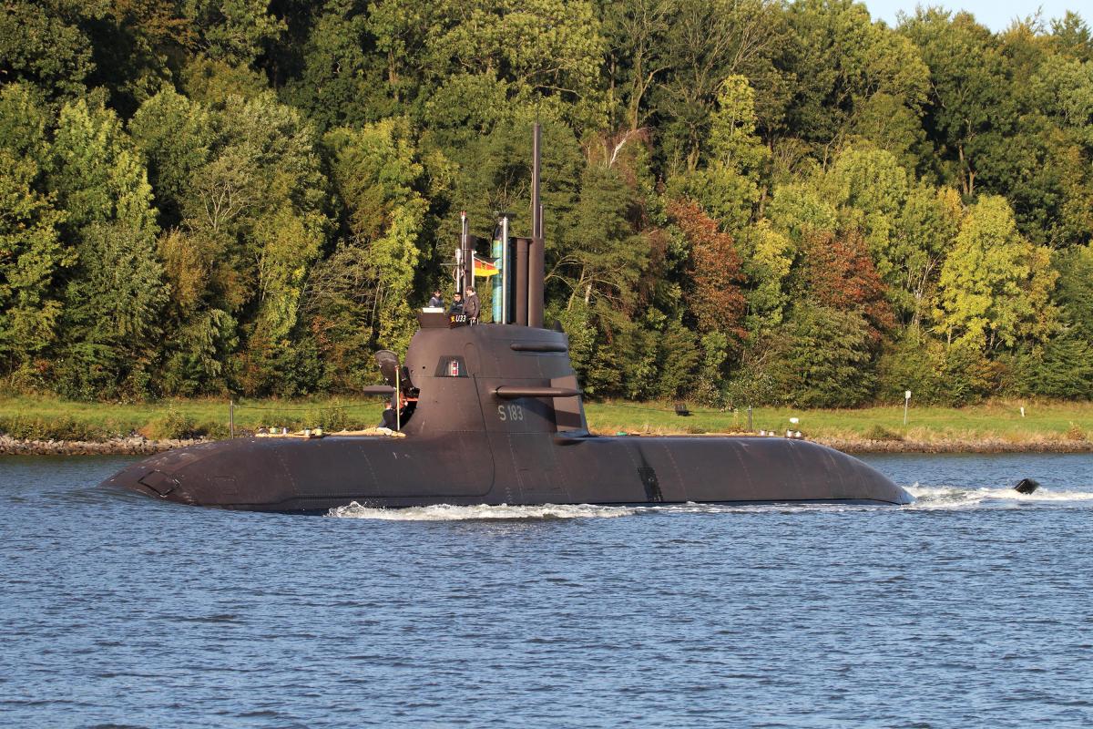The German submarine S 138 (U33) in the Kiel Canal