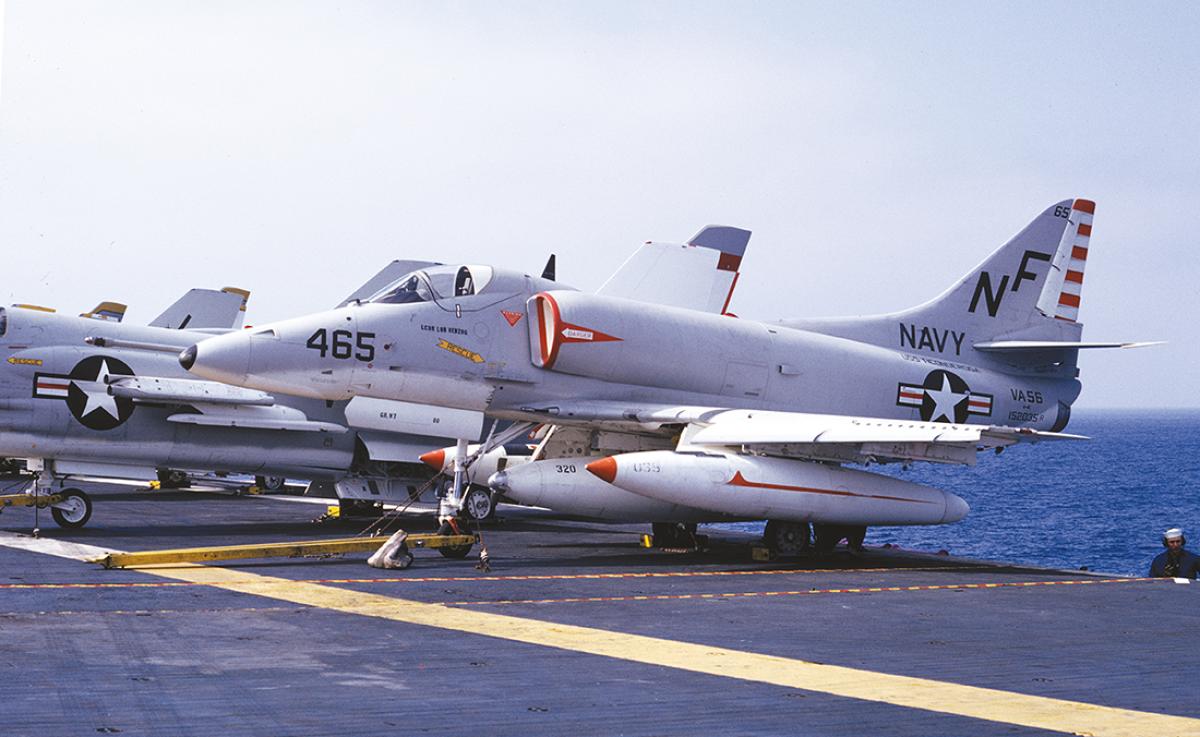 Douglas A-4E Skyhawk of VA-56 on board the USS Ticonderoga (CVA-14) in October 1965