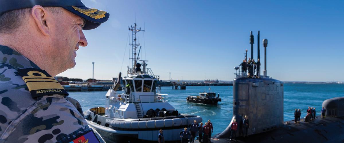The USS North Carolina (SSN-777) arrives at Fleet Base West, Rockingham, Western Australia.