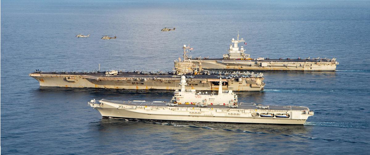 Italian aircraft carrier Cavour, the USS Harry S. Truman (CVN-75), and the French aircraft carrier Charles de Gaulle
