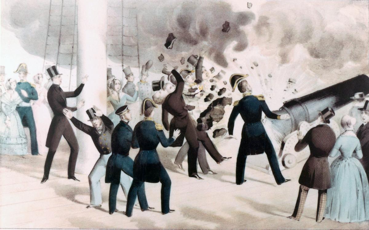Depiction of the awful Explosion of the ‘Peace-Maker’ on board the U.S. Steam Frigate. 