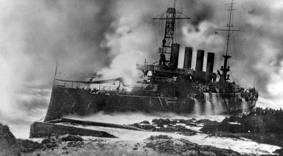 USS Memphis wrecked on the rocks at Santo Domingo