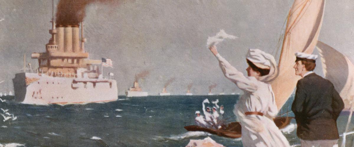The Great White Fleet visits Sydney, Australia, in 1908 during its worldwide tour.