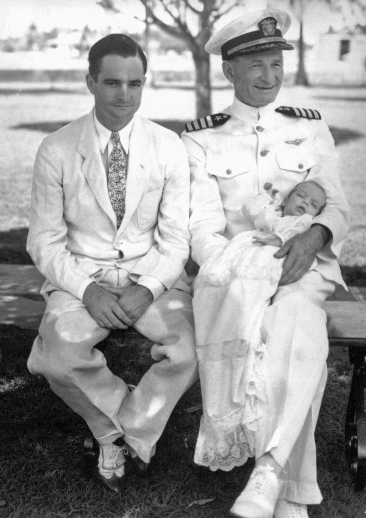 Admiral John Sidney McCainSr. (right), Admiral John Sidney McCain Jr. (left), and the future Senator John McCain (in his grandfather’s arms).