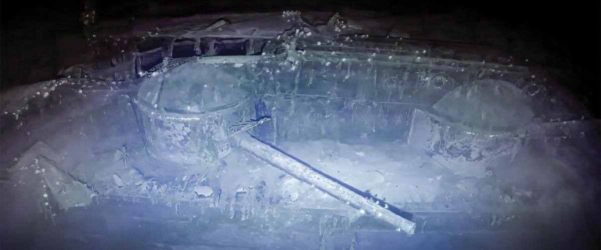 The latest in-depth survey of the Midway wrecks yielded this vivid image of a large casemate gun on the Japanese carrier Kaga.