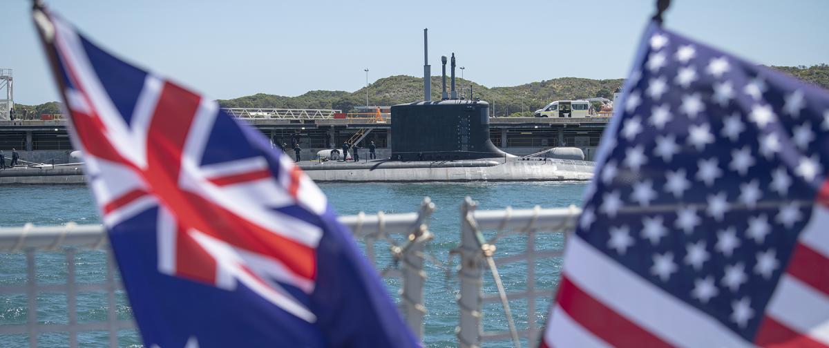 The Virginia-class submarine USS Mississippi (SSN-782) moored at HMAS Stirling Naval Base in western Australia. Under the AUKUS pact, the United States and United Kingdom will share nuclear-propulsion technology with Australia, which must ensure its navy has sufficient capabilities to secure sensitive technologies.