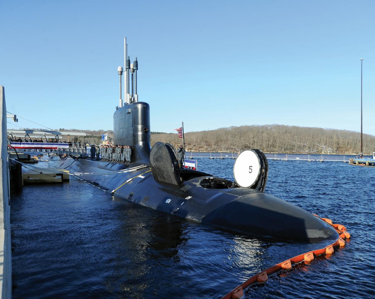 Pre-Commissioning Unit Colorado (SSN-788) sits pierside prior to commissioning March 17, 2018
