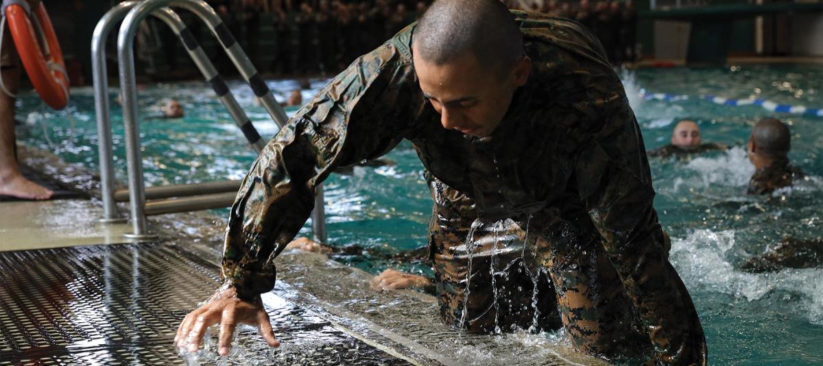 In training tanks, Marines are taught how to swim safely, but a yearly swim qualification is insufficient to ingrain these skills. It takes exposure and repetition.