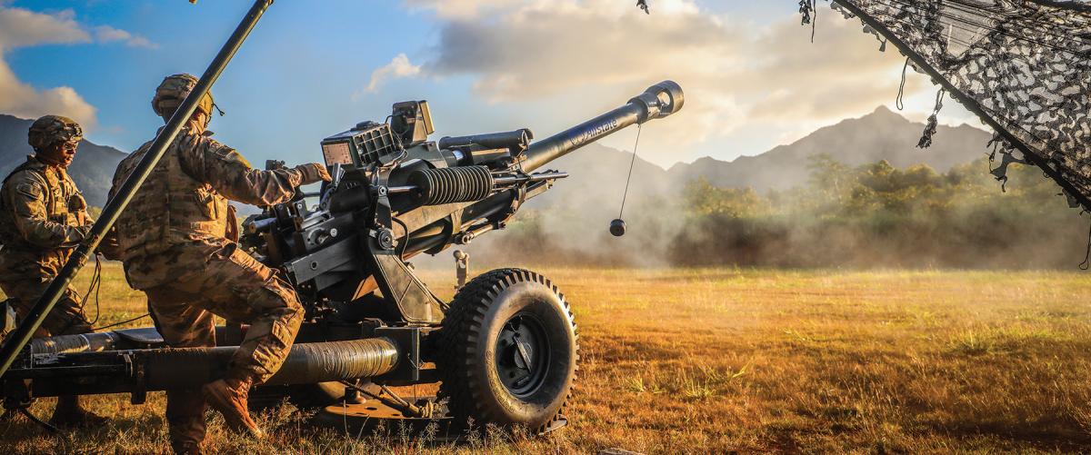 Soldiers conduct M119 Howitzer live-fire certification. Adding M119 cannons to Marine Corps missile batteries would provide stand-in forces traditional fire support to complement the missiles’ over-the-horizon threat.