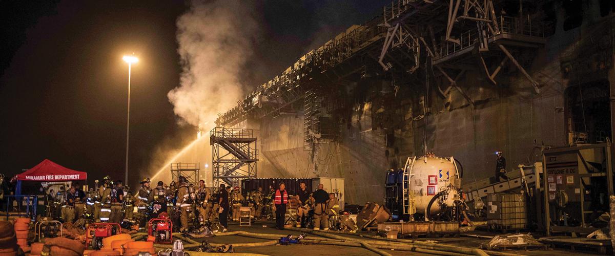 A ship undergoing a depot-level availability—as was the Bonhomme Richard (LHD-6) in July 2020—is vulnerable to fire and flooding because watertight integrity and fire boundaries are compromised, the ship easily becomes dirty, and firefighting and damage control equipment are shut down. These hazards can be mitigated only by the vigilance and actions of the crew.