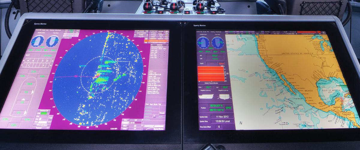 VisionMaster FT ECDIS—Electronic Chart Display and Information System—on board a commercial ship.