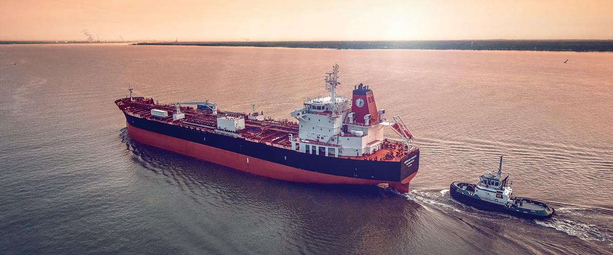 The chemical tanker American Pride, built in the United States for Jones Act cabotage.
