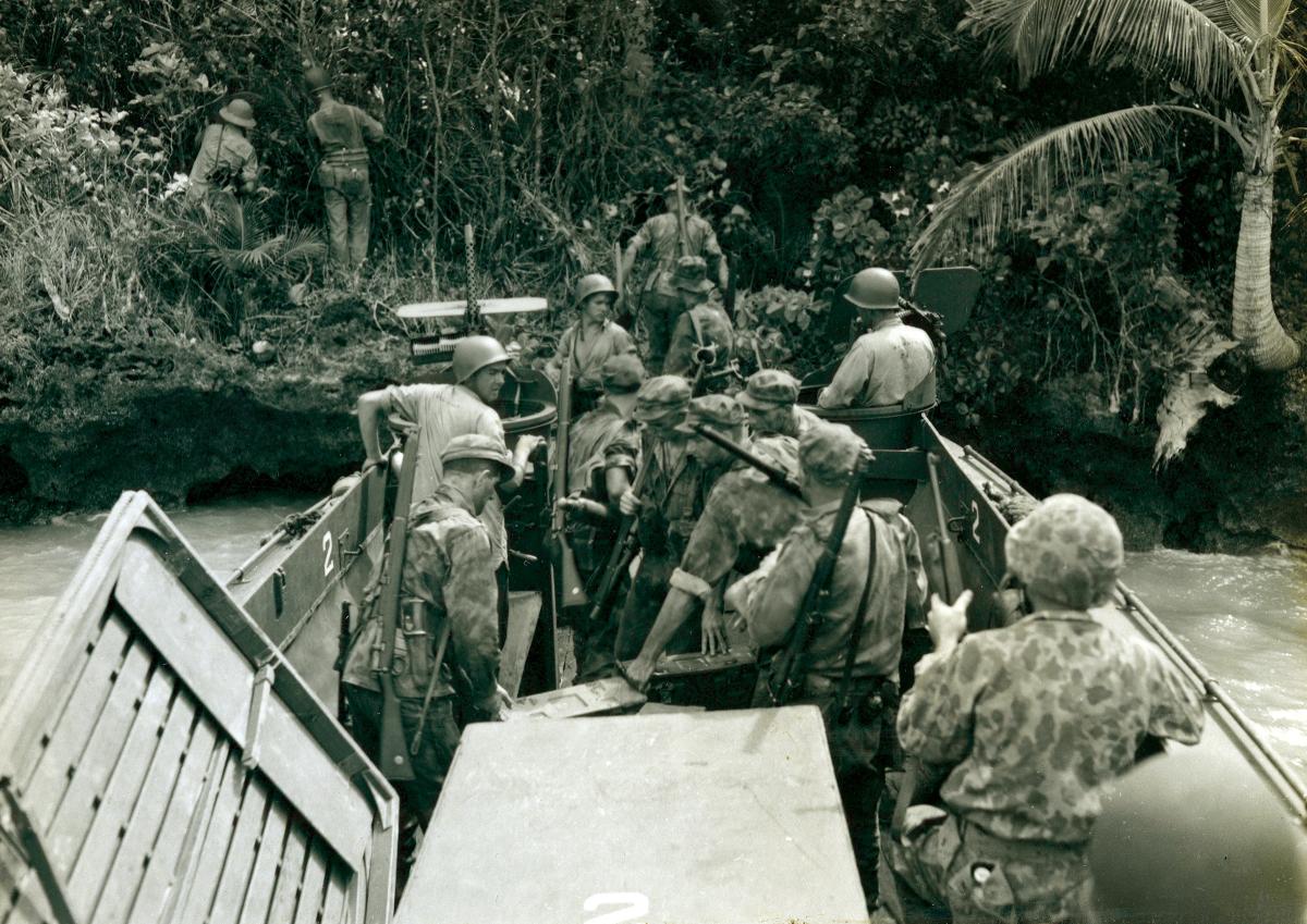 Nissan Atoll, Green Islands, South Pacific, 31 January 1944: Inside enemy territory, a recon party lands, senses keyed up for sounds of the Japanese troops known to be present. A perilous fact-finding mission is under way.